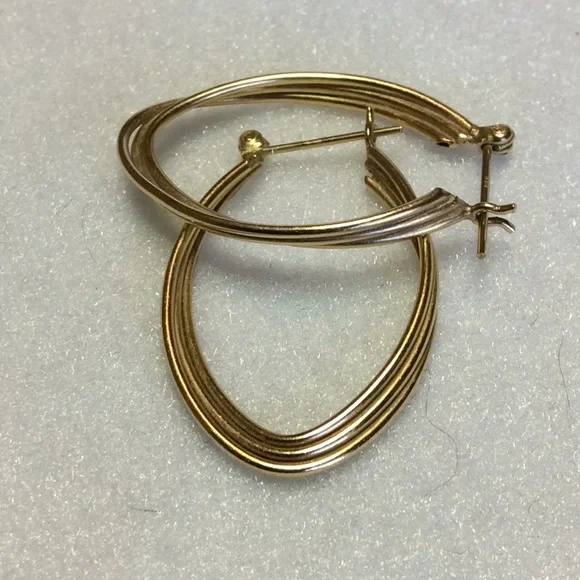 FINAL SALE PRICE 2 Pairs of 14K Triple Dia Earrings + Monet Hoops - Picture 7 of 8